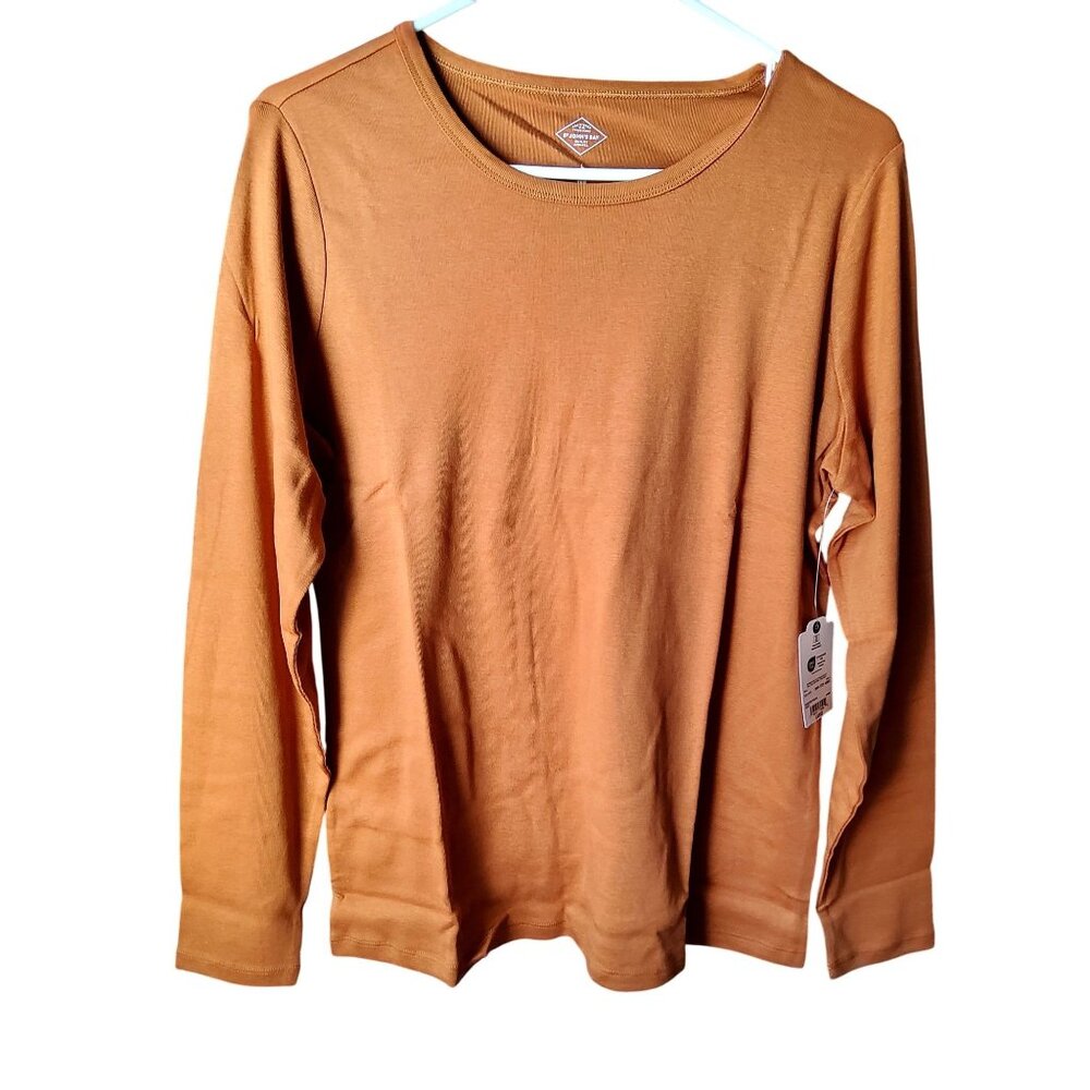 S/Johns Bay Essential Tee Brown Long Sleeve Design Crew Neckline SIZE L